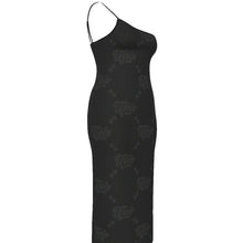 Load image into Gallery viewer, UTO IV "Midnight" Women's Oblique-Shoulder Exposure Dress With Side Split (Plus Size)