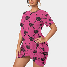 Load image into Gallery viewer, UTO IV Women’s Stacked Hem Dress With Short Sleeve(Plus Size)