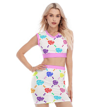 Load image into Gallery viewer, UTO IV Women's Collarless V Collar Vest Skirt Suit