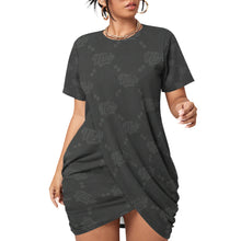 Load image into Gallery viewer, UTO IV "Midnight" Women’s Stacked Hem Dress With Short Sleeve(Plus Size)