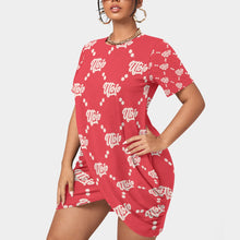 Load image into Gallery viewer, UTO IV Women’s Stacked Hem Dress With Short Sleeve(Plus Size)