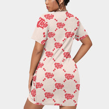 Load image into Gallery viewer, UTO IV "Cheesecake" Women’s Stacked Hem Dress With Short Sleeve(Plus Size)