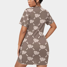Load image into Gallery viewer, UTO IV Women’s Stacked Hem Dress With Short Sleeve(Plus Size)