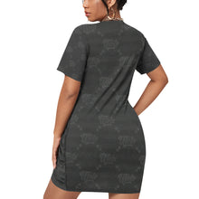 Load image into Gallery viewer, UTO IV "Midnight" Women’s Stacked Hem Dress With Short Sleeve(Plus Size)
