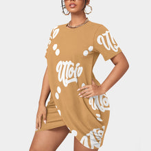 Load image into Gallery viewer, UTO IV Women’s Stacked Hem Dress With Short Sleeve(Plus Size)