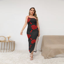 Load image into Gallery viewer, UTO IV Women's Oblique-Shoulder Exposure Dress With Side Split (Plus Size)