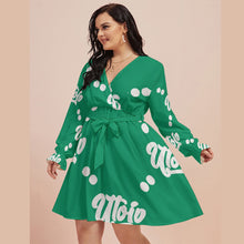 Load image into Gallery viewer, UTO IV Women&#39;s V-neck Dress With Waistband (Plus Size)
