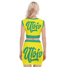 Load image into Gallery viewer, UTO IV Women's Collarless V Collar Vest Skirt Suit
