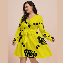 Load image into Gallery viewer, UTO IV Women&#39;s V-neck Dress With Waistband (Plus Size)
