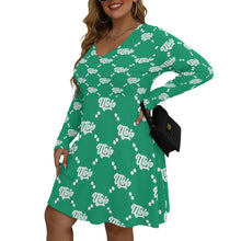 Load image into Gallery viewer, UTO IV Women&#39;s V-neck Long Sleeve Dress(Plus Size)
