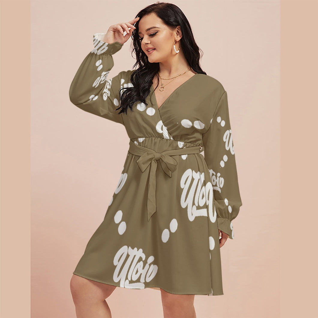 UTO IV Women's V-neck Dress With Waistband (Plus Size)
