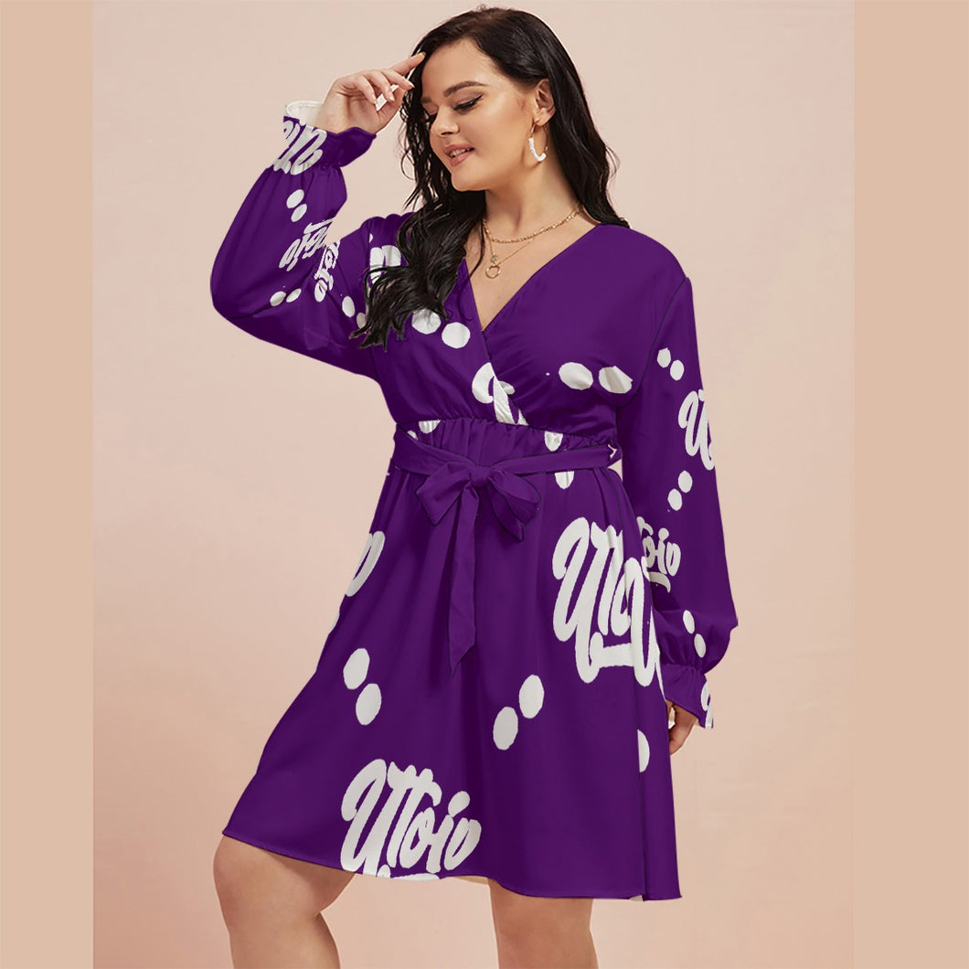 UTO IV Women's V-neck Dress With Waistband (Plus Size)