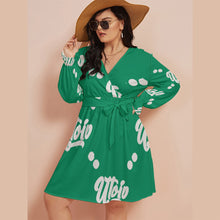 Load image into Gallery viewer, UTO IV Women&#39;s V-neck Dress With Waistband (Plus Size)
