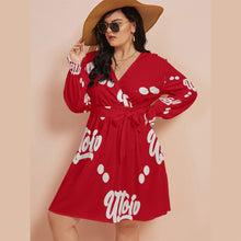 Load image into Gallery viewer, UTO IV Women&#39;s V-neck Dress With Waistband (Plus Size)
