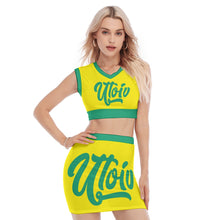 Load image into Gallery viewer, UTO IV Women's Collarless V Collar Vest Skirt Suit
