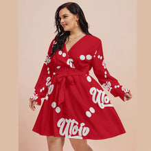 Load image into Gallery viewer, UTO IV Women&#39;s V-neck Dress With Waistband (Plus Size)
