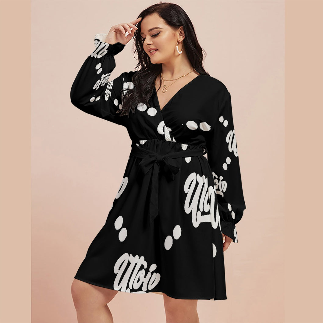 UTO IV Women's V-neck Dress With Waistband (Plus Size)