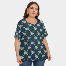 Load image into Gallery viewer, UTO IV Women&#39;s Drop-shoulder Short Sleeve T-shirt With Sleeve Loops(Plus Size)
