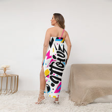 Load image into Gallery viewer, UTO IV Women&#39;s Oblique-Shoulder Exposure Dress With Side Split (Plus Size)
