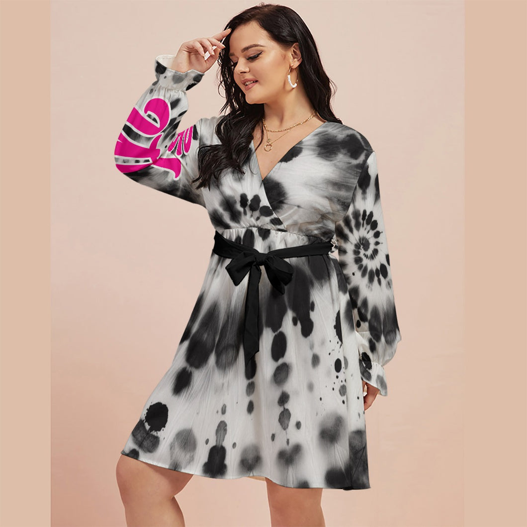 UTO IV Women's V-neck Dress With Waistband (Plus Size)