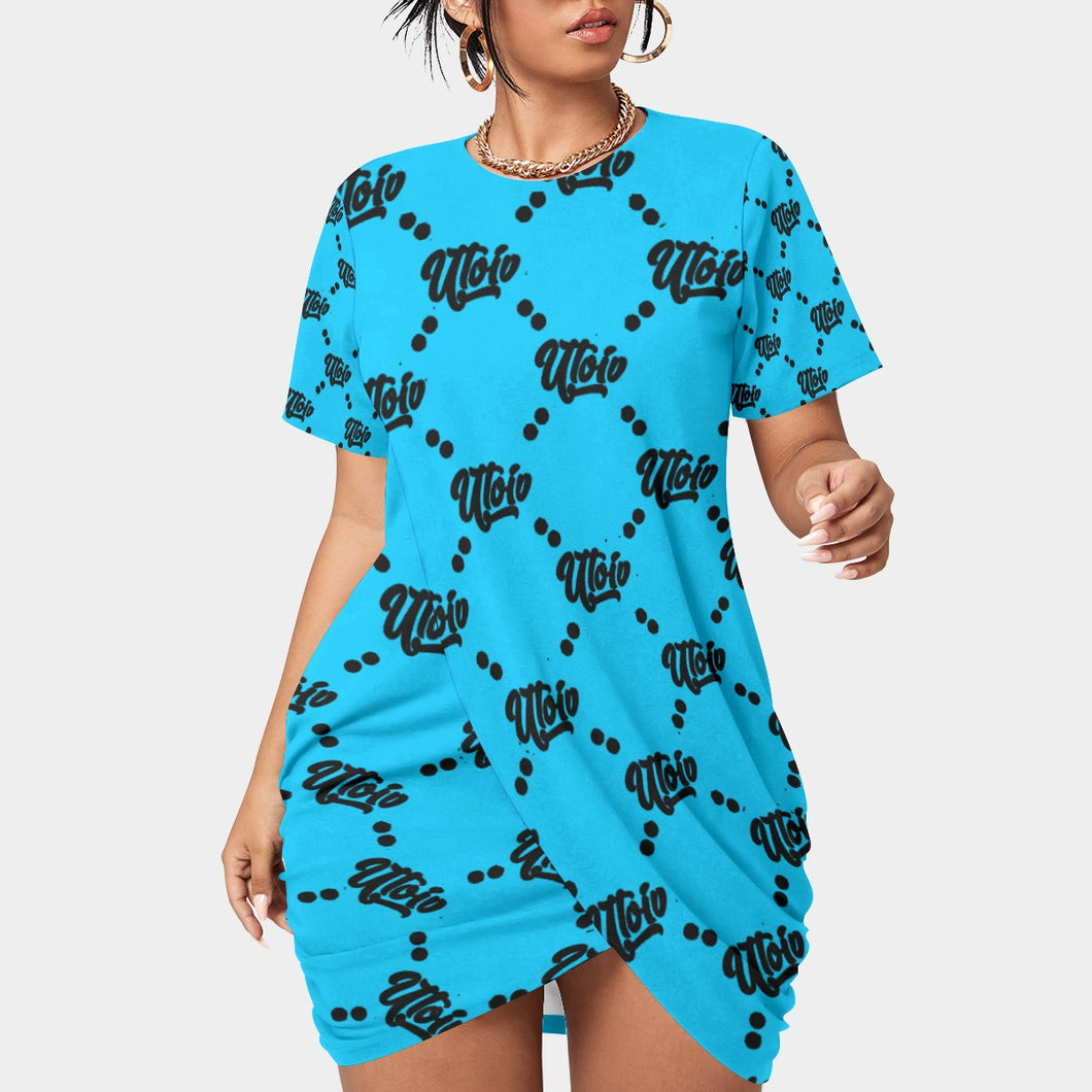 UTO IV Women’s Stacked Hem Dress With Short Sleeve（Plus Size）