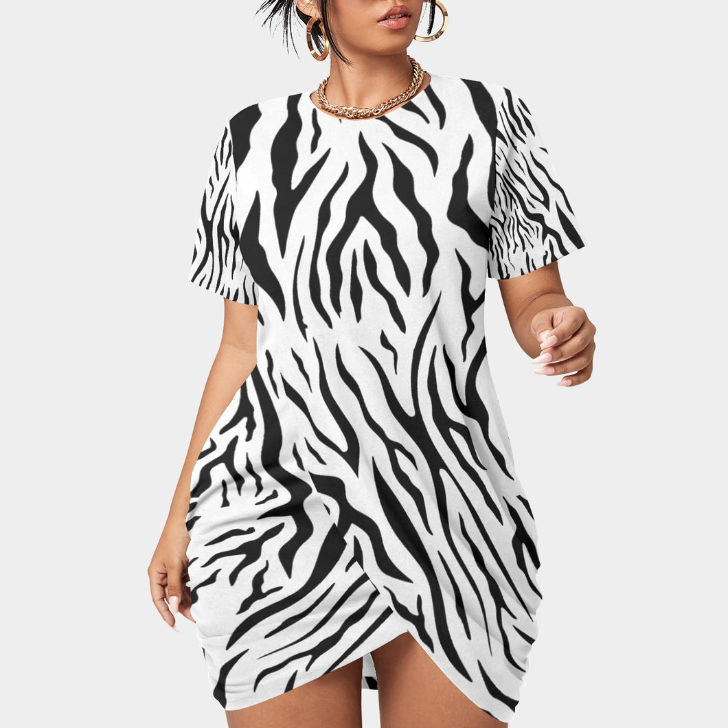 UTO IV Women’s Stacked Hem Dress With Short Sleeve（Plus Size）