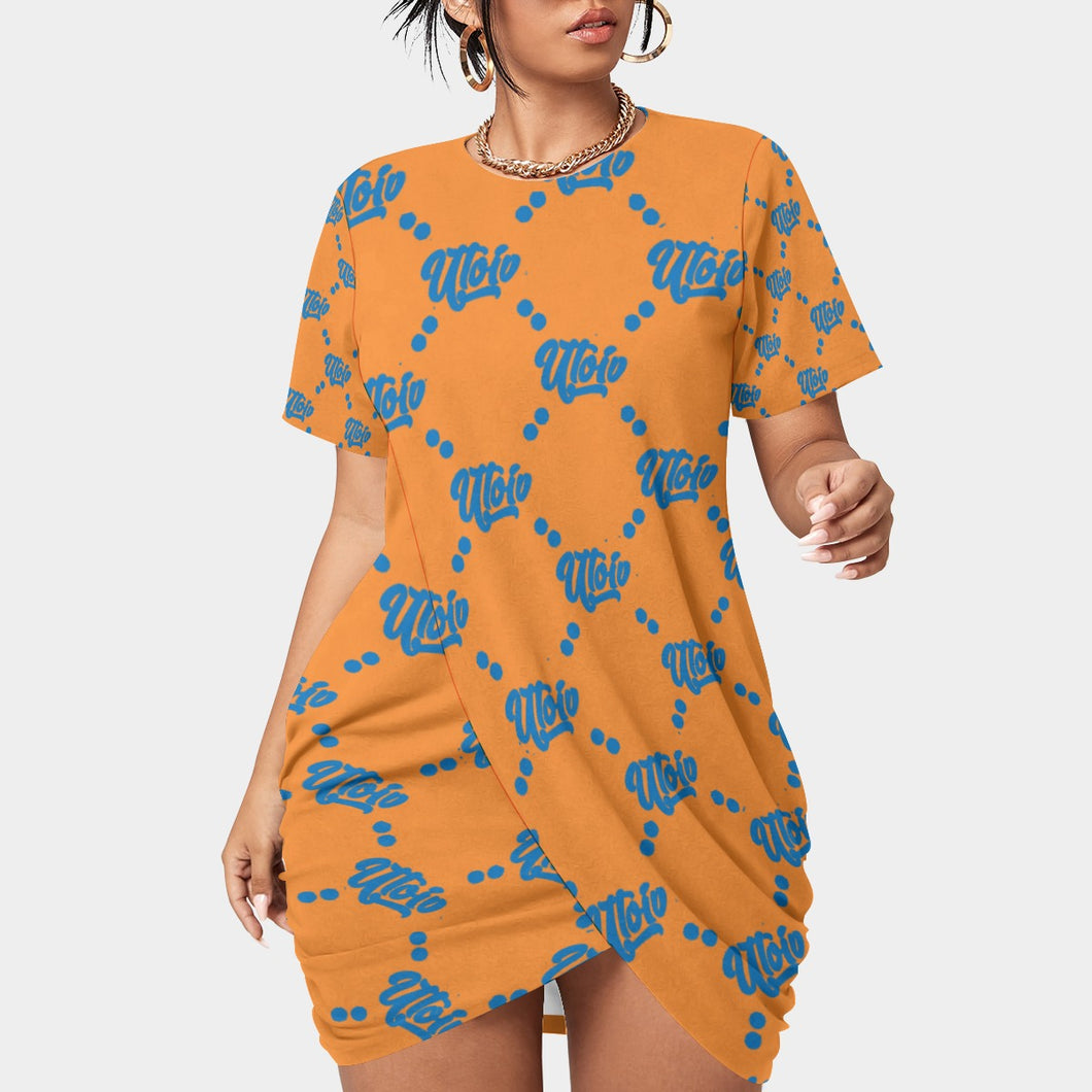 UTO IV Women’s Stacked Hem Dress With Short Sleeve（Plus Size）