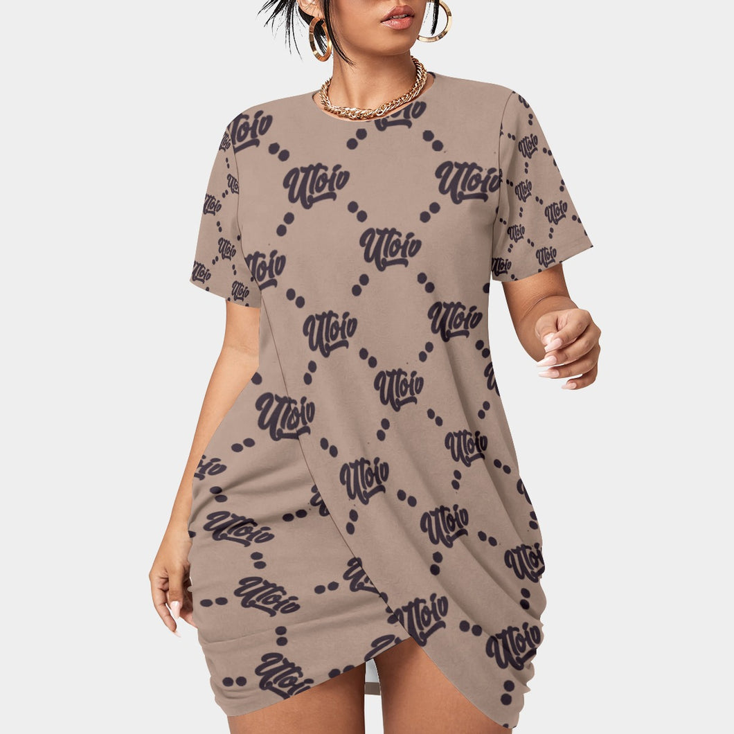 UTO IV Women’s Stacked Hem Dress With Short Sleeve（Plus Size）