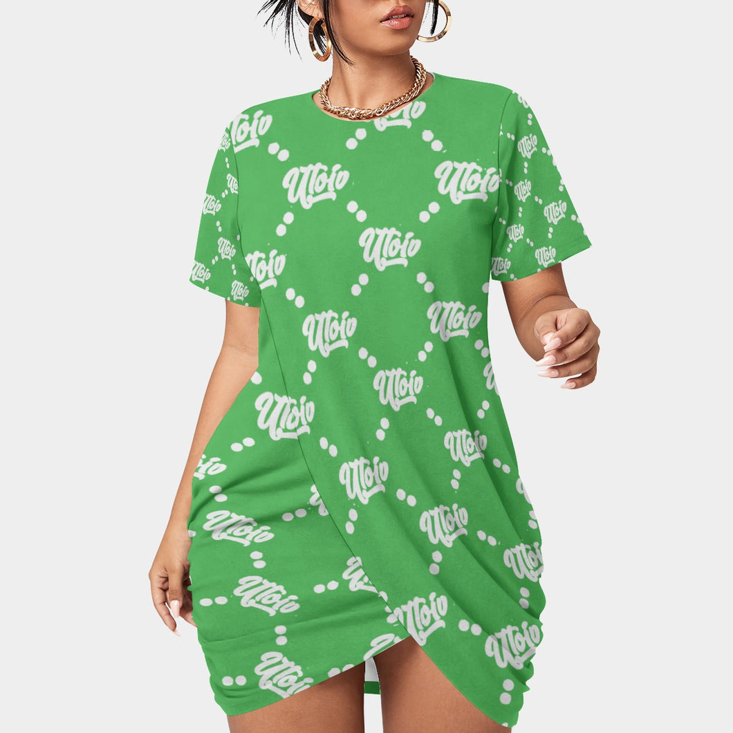 UTO IV Women’s Stacked Hem Dress With Short Sleeve（Plus Size）
