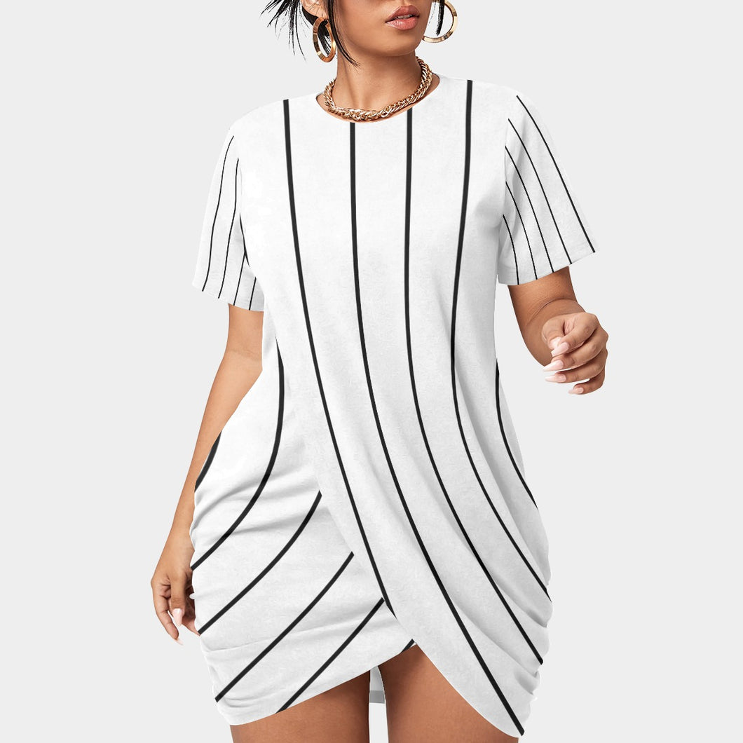 UTO IV Women’s Stacked Hem Dress With Short Sleeve（Plus Size）