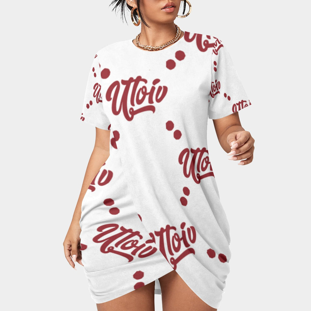UTO IV Women’s Stacked Hem Dress With Short Sleeve（Plus Size）