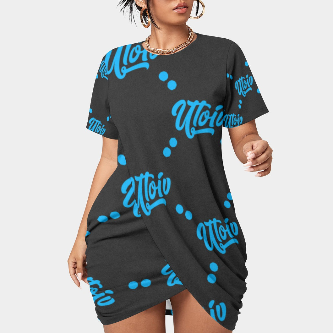 UTO IV Women’s Stacked Hem Dress With Short Sleeve（Plus Size）