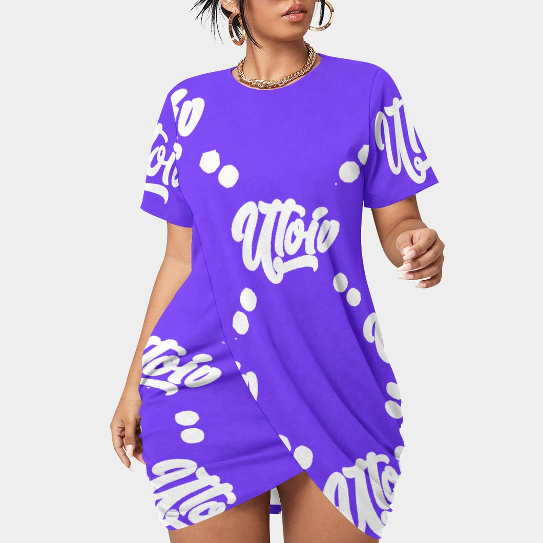 UTO IV Women’s Stacked Hem Dress With Short Sleeve（Plus Size）