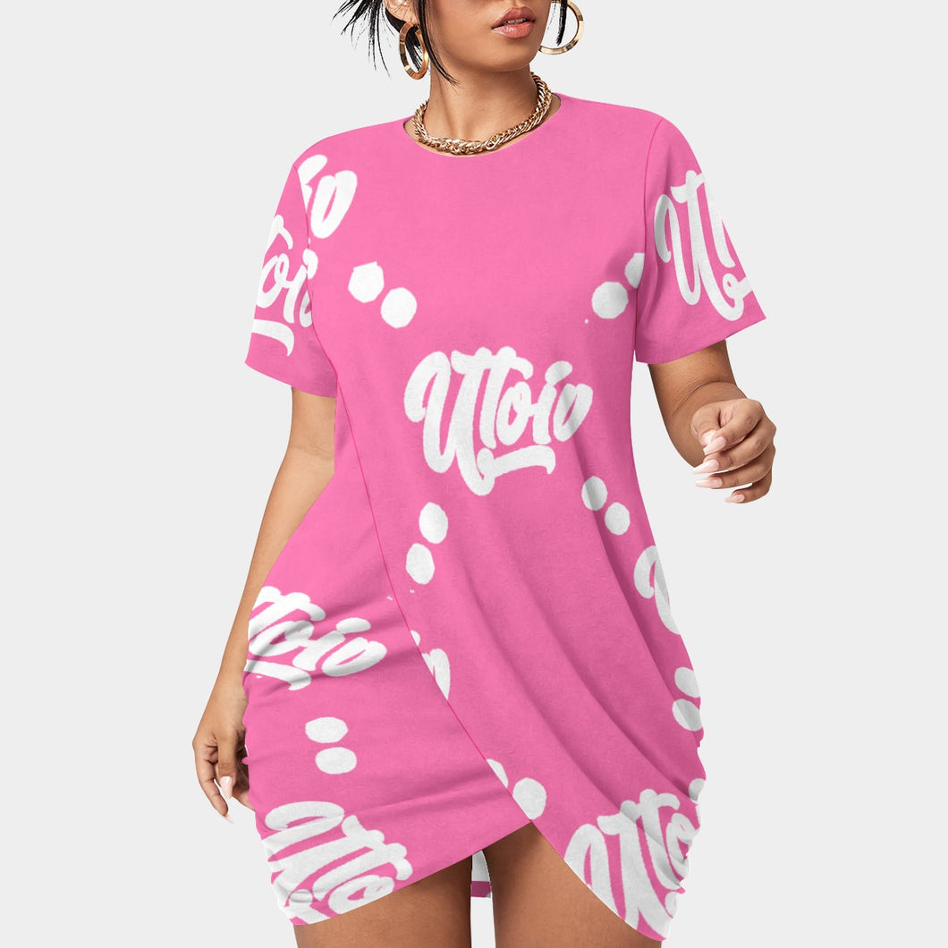 UTO IV Women’s Stacked Hem Dress With Short Sleeve（Plus Size）