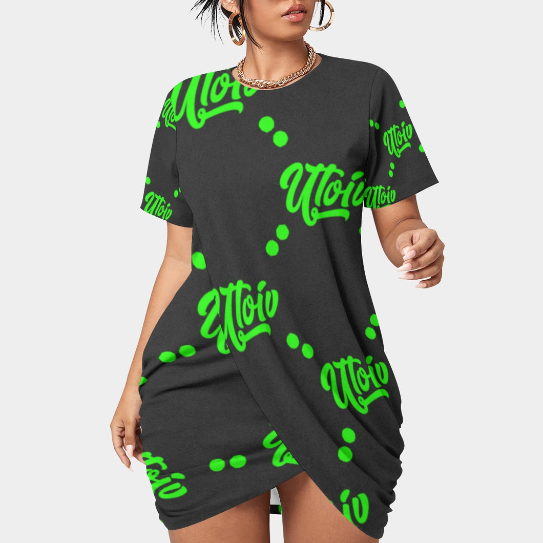 UTO IV Women’s Stacked Hem Dress With Short Sleeve（Plus Size）
