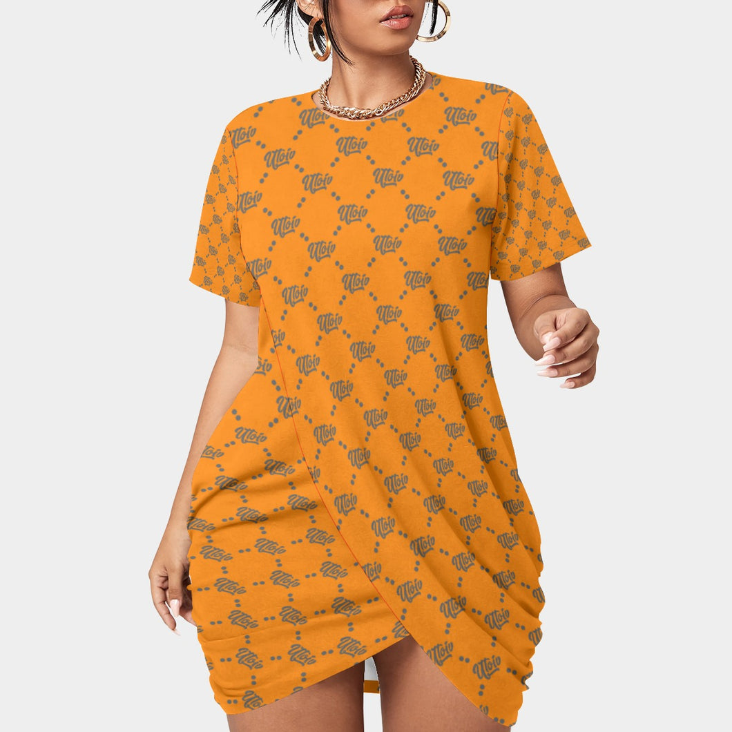 UTO IV Women’s Stacked Hem Dress With Short Sleeve（Plus Size）