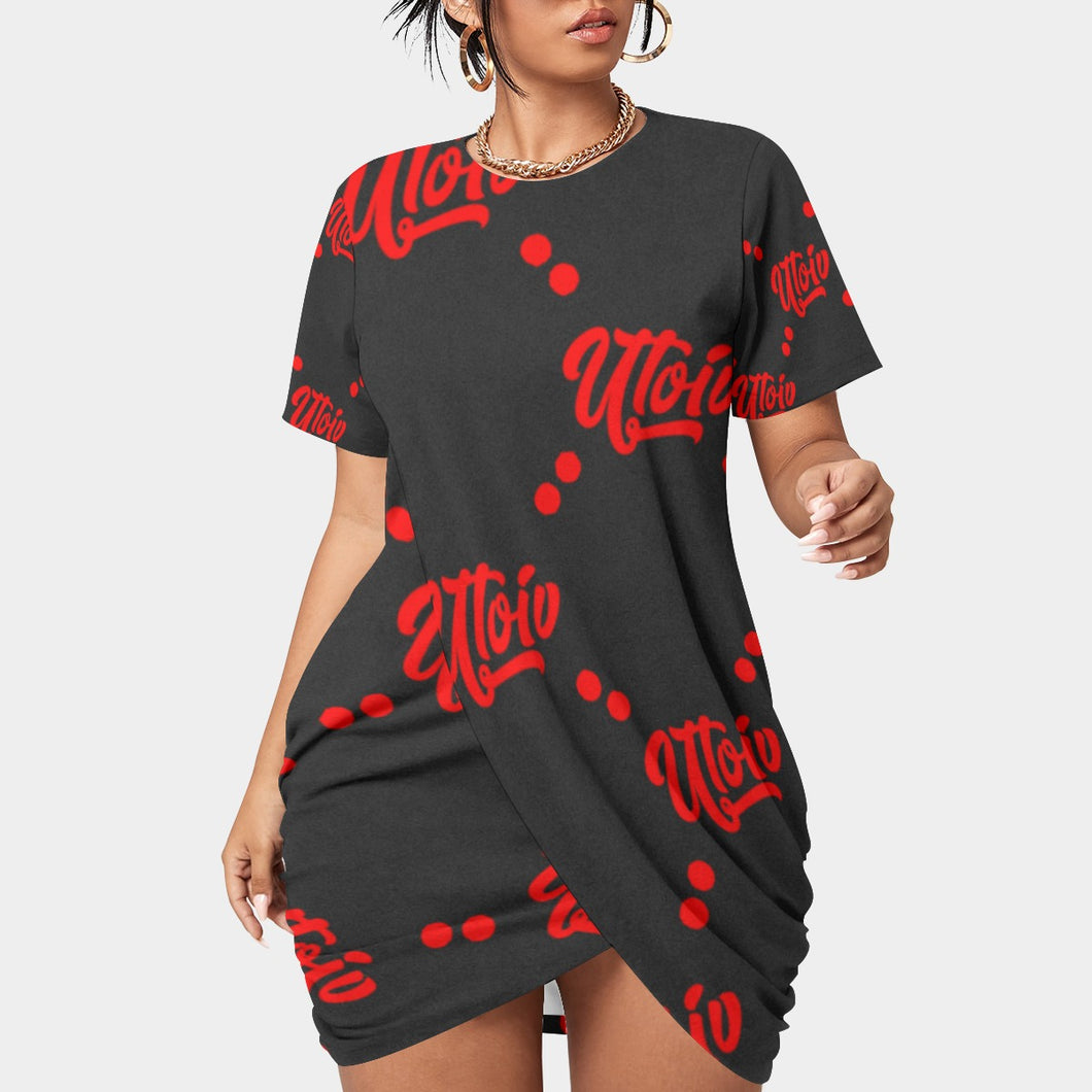 UTO IV Women’s Stacked Hem Dress With Short Sleeve（Plus Size）