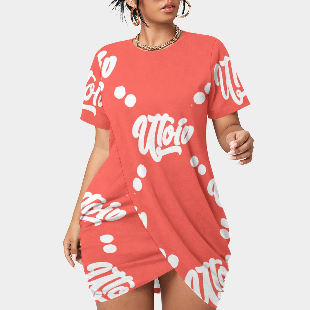 UTO IV Women’s Stacked Hem Dress With Short Sleeve（Plus Size）