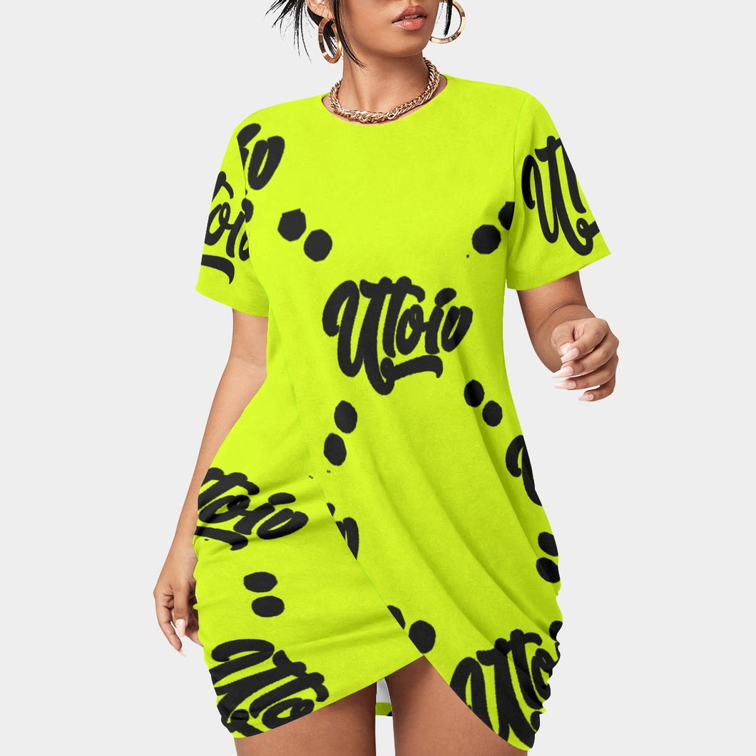 UTO IV Women’s Stacked Hem Dress With Short Sleeve（Plus Size）