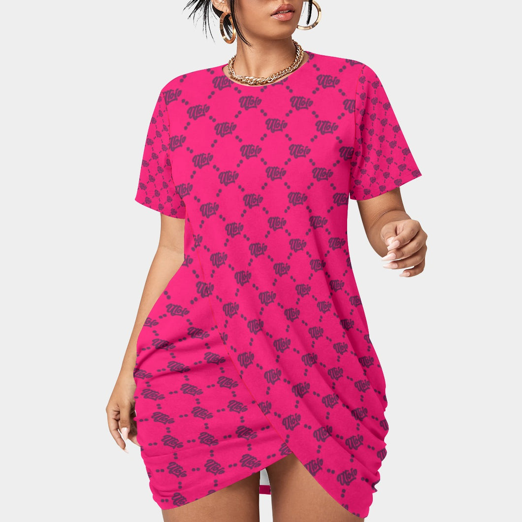 UTO IV Women’s Stacked Hem Dress With Short Sleeve（Plus Size）