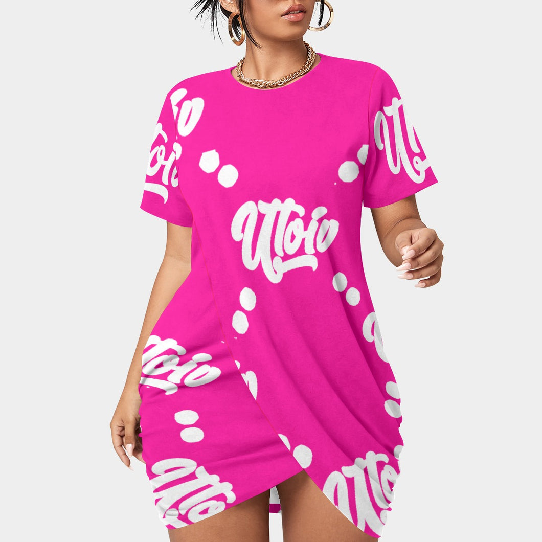 UTO IV Women’s Stacked Hem Dress With Short Sleeve（Plus Size）