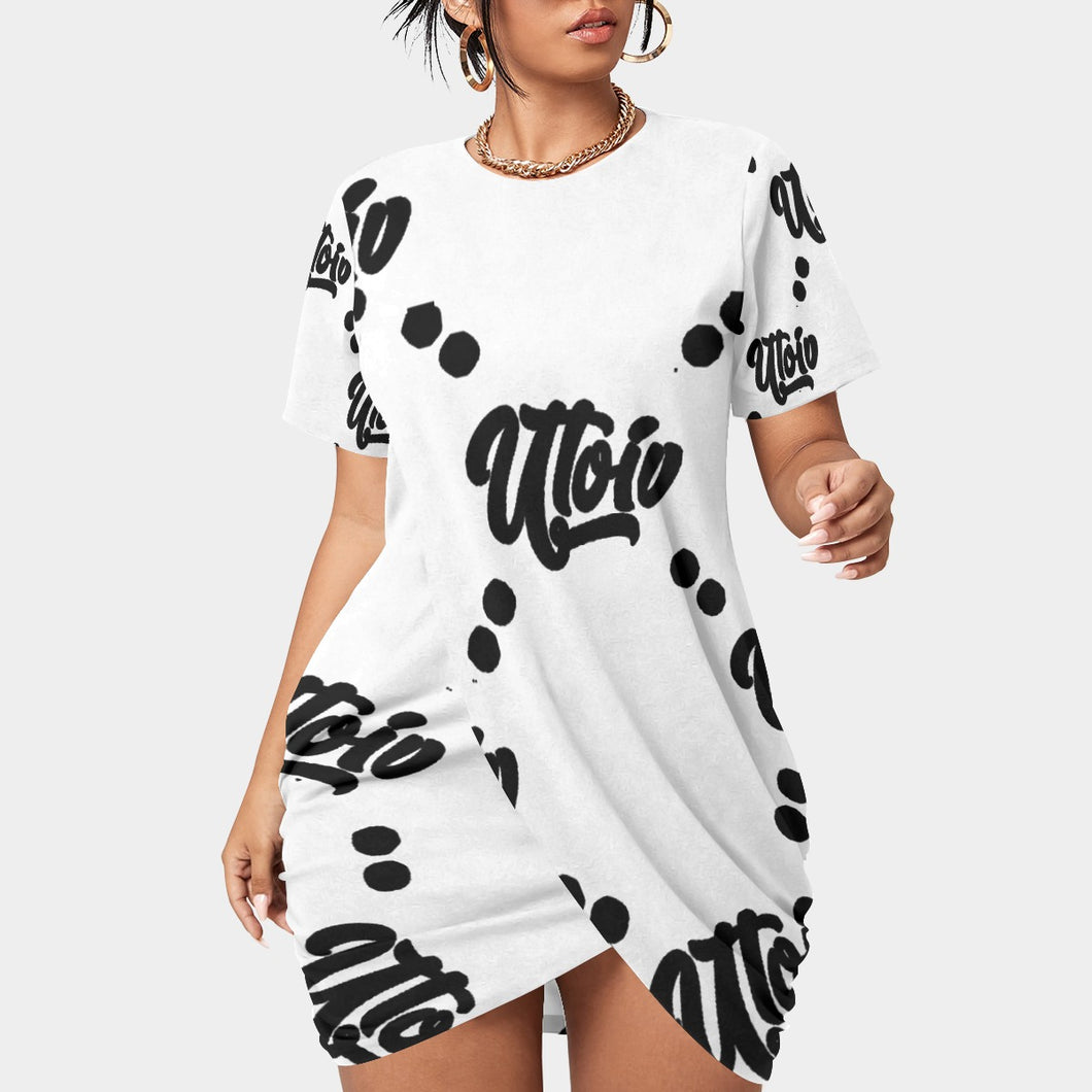 UTO IV Women’s Stacked Hem Dress With Short Sleeve（Plus Size）