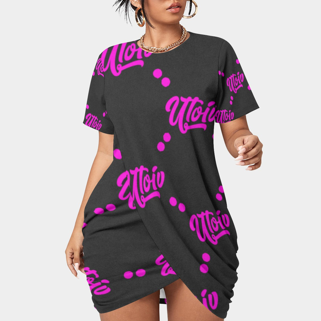 UTO IV Women’s Stacked Hem Dress With Short Sleeve（Plus Size）