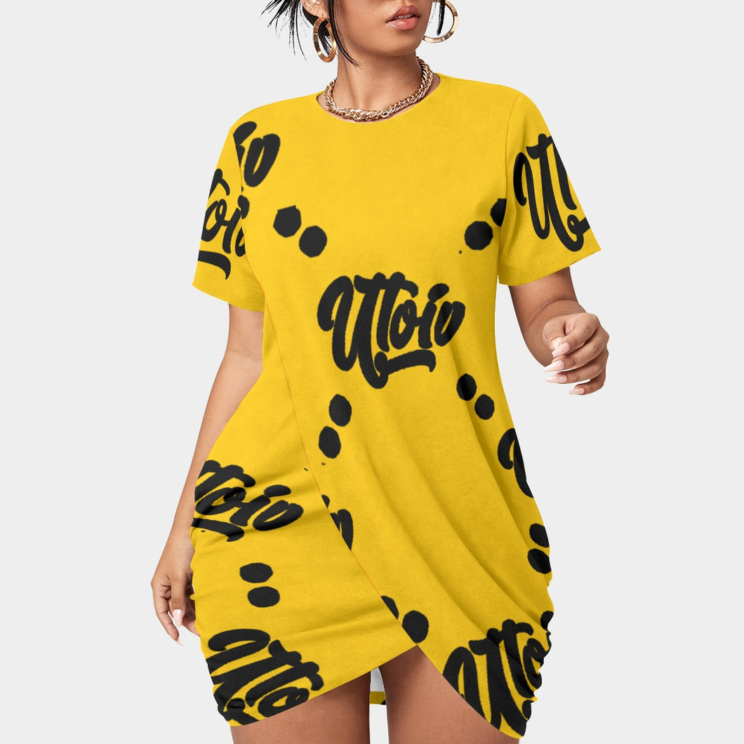 UTO IV Women’s Stacked Hem Dress With Short Sleeve（Plus Size）