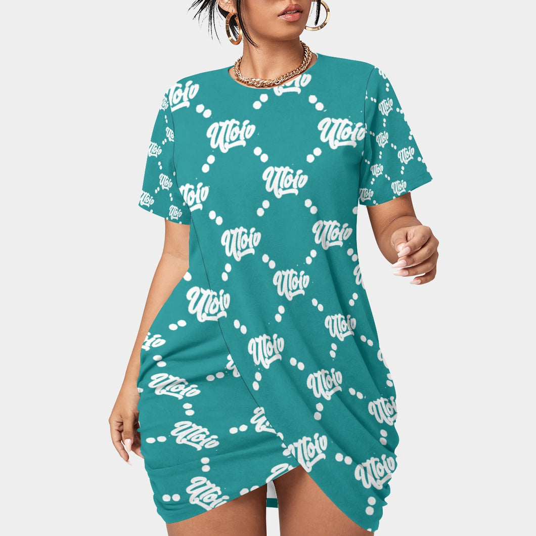 UTO IV Women’s Stacked Hem Dress With Short Sleeve（Plus Size）