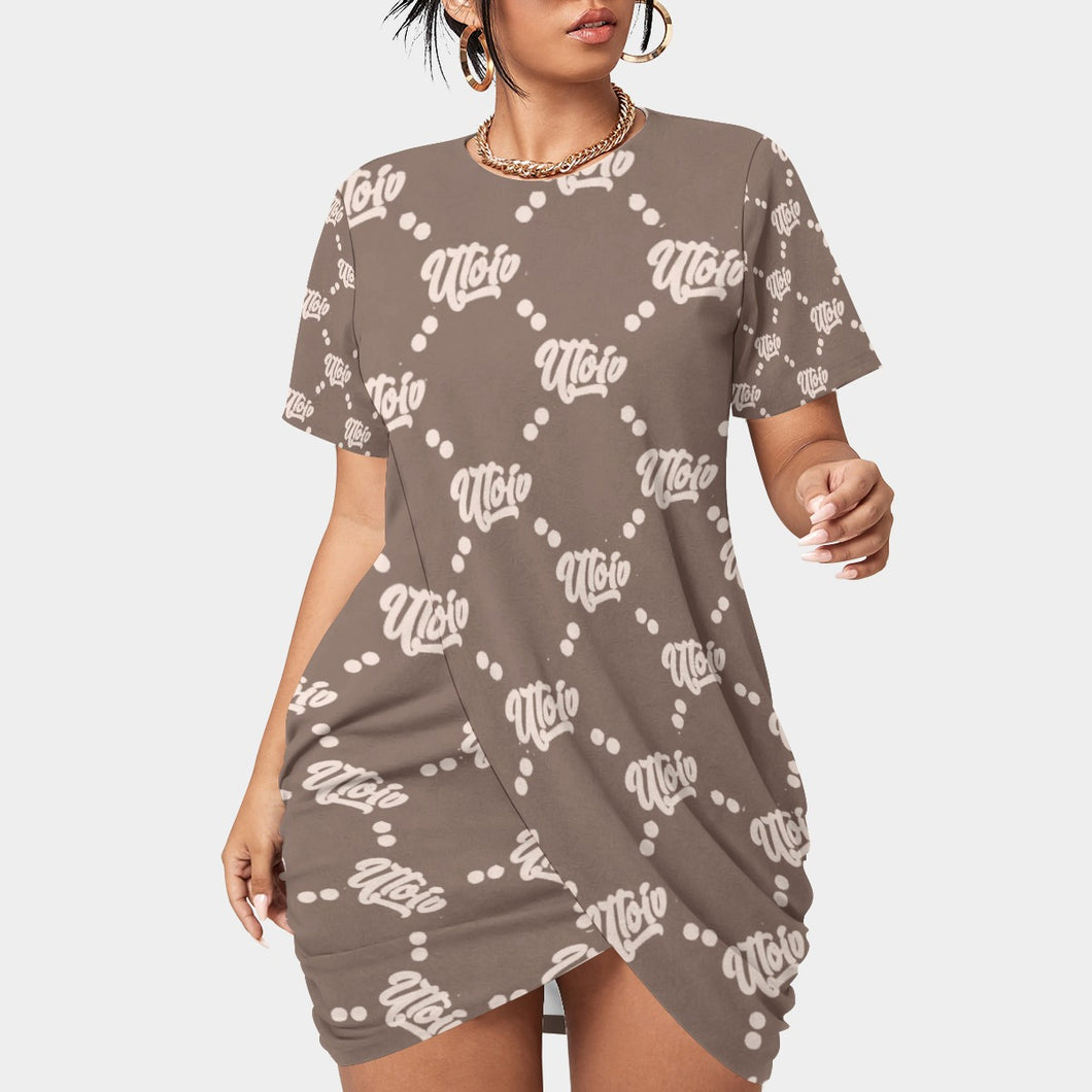 UTO IV Women’s Stacked Hem Dress With Short Sleeve（Plus Size）