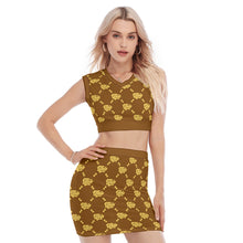 Load image into Gallery viewer, UTO IV Women&#39;s Collarless V Collar Vest Skirt Suit
