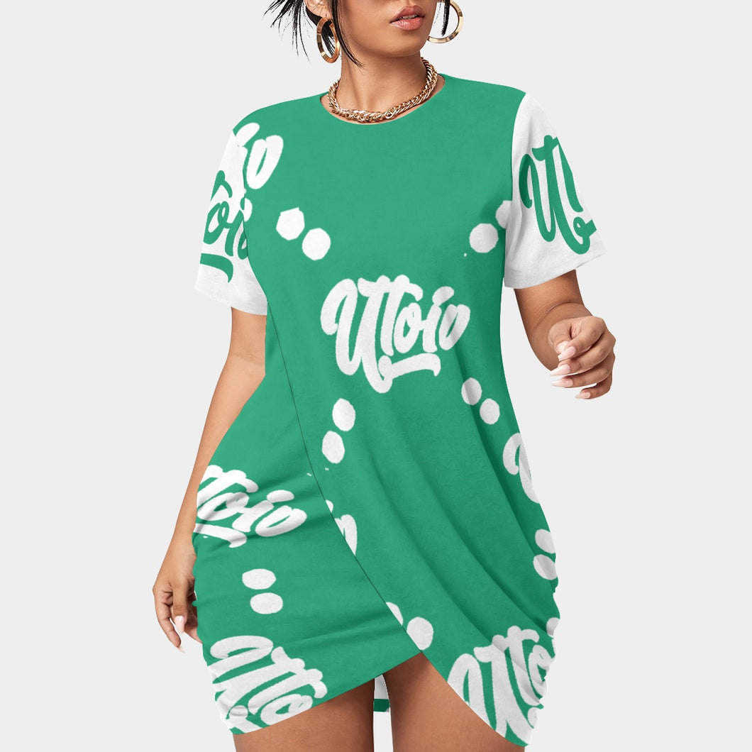 UTO IV Women’s Stacked Hem Dress With Short Sleeve（Plus Size）