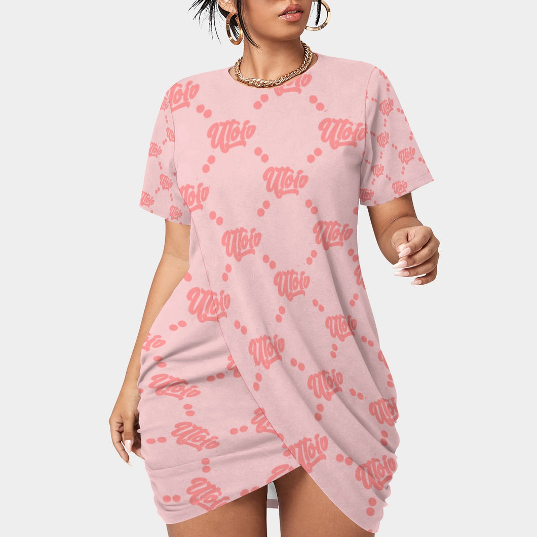 UTO IV Women’s Stacked Hem Dress With Short Sleeve（Plus Size）
