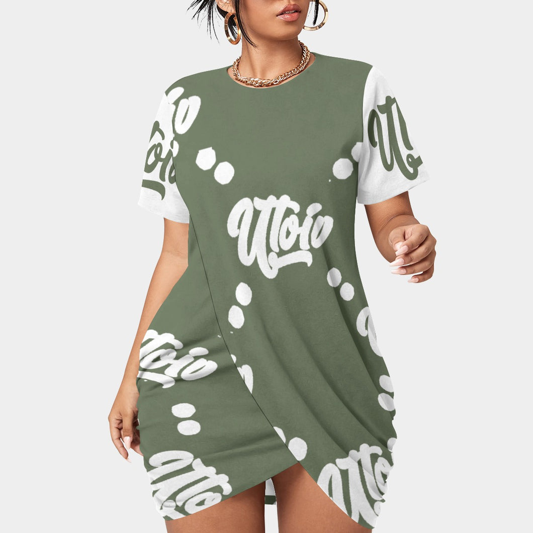 UTO IV Women’s Stacked Hem Dress With Short Sleeve（Plus Size）